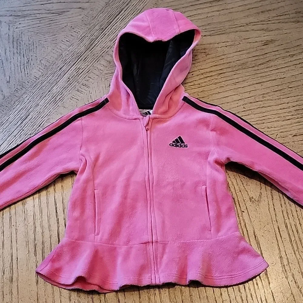 2T pink velour Hooded jacket Adidas 💖
